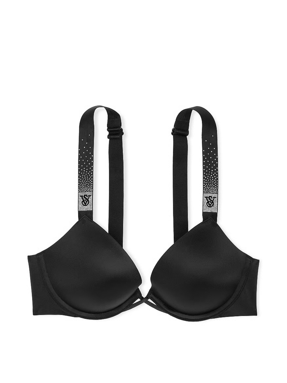 VICTORIAS SECRET black scattered shine strap push up  bra